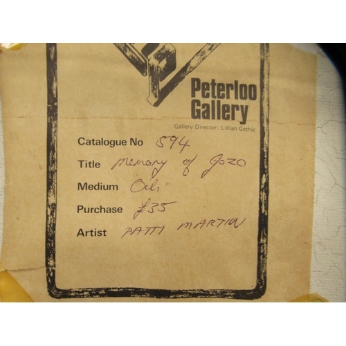 11 - Patty Martin - 'Memory of Gozo'&nbsp; oil on board&nbsp; bears a signature & Peterloo Gallery la... 