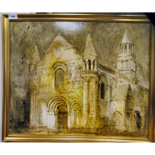 16 - John Lacoux - 'Notre Dame La Grande Poitiers'  oil on board  bears a signature & dated '73  19