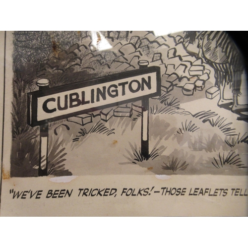 18 - Stanley McMurtry - 'Daily Sketch - 21st December 1970 Cublington Cartoon'  pen, ink & watercolou... 