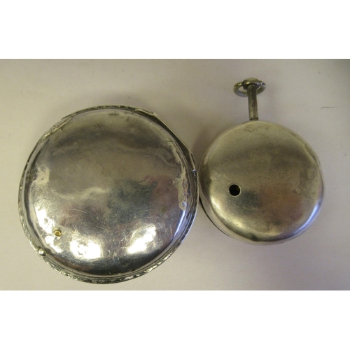 41 - A George III 1792 silver pair cased pocket watch, the movement, No.7935, faced by a white enamel dia... 