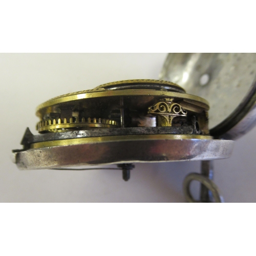 41 - A George III 1792 silver pair cased pocket watch, the movement, No.7935, faced by a white enamel dia... 