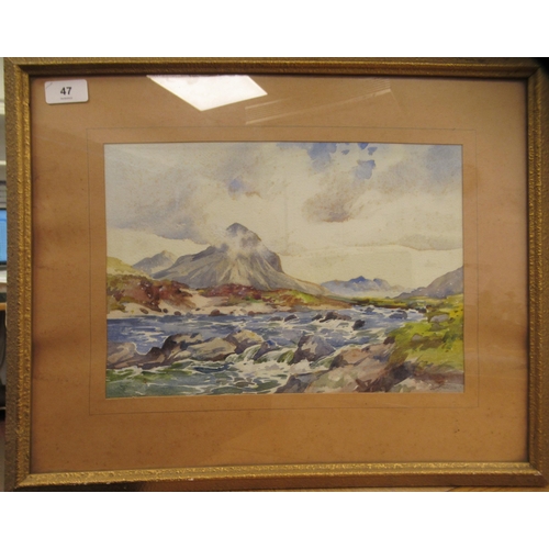 47 - J Paterson - 'Glen Sligachan, Skye'&nbsp; watercolour&nbsp; bears a signature & label verso&nbsp... 