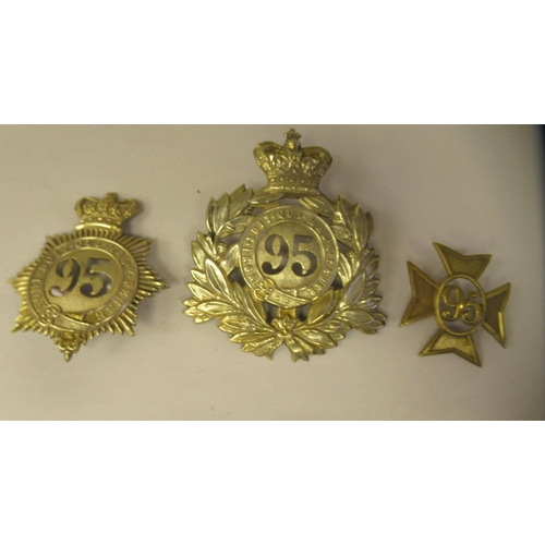 55 - Three military cap badges for the 95th Foot Regiment(Please Note: this lot is subject to the stateme... 