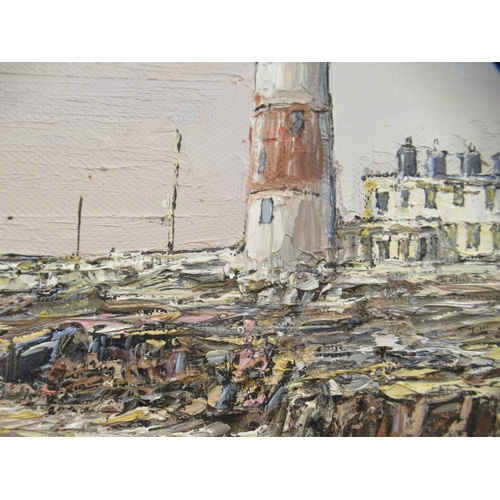 7 - Robert Hill - 'Portland Lighthouse, Dorset'  oil on canvas  bears a signature & label verso  10