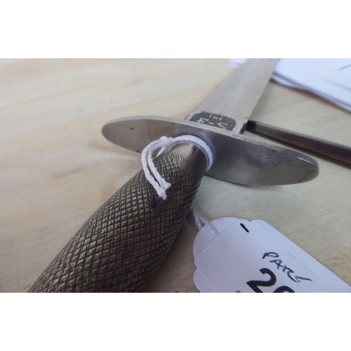26 - An FS fighting knife with a textured hilt, the Wilkinson blade 6.75