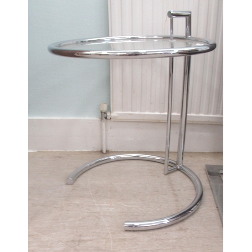 104 - Small furniture: to include a chromium finished, cantilever design, occasional table with a glass to... 