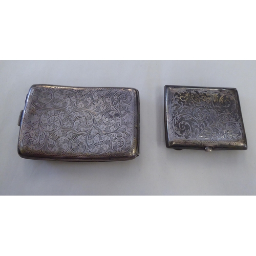 131 - Two silver cushion moulded cigarette cases  mixed marks