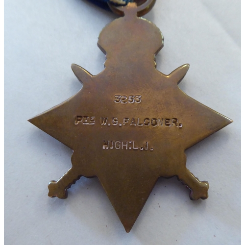 133 - A Great War medal group, belonging to one PTE WG Falconer No.3253: to include his Bravery in the Fie... 