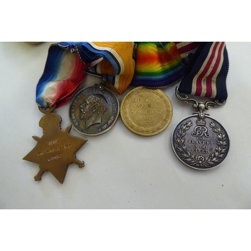 133 - A Great War medal group, belonging to one PTE WG Falconer No.3253: to include his Bravery in the Fie... 