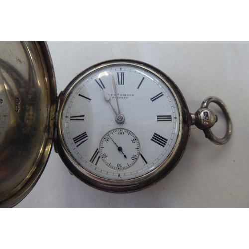 135 - Two silver cased pocket watches, both faced by Roman dials  mixed marks