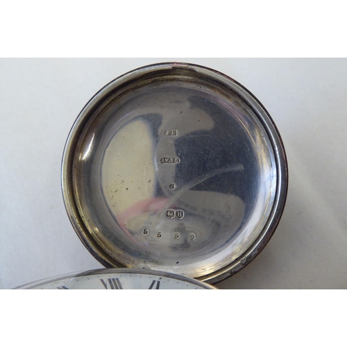 135 - Two silver cased pocket watches, both faced by Roman dials  mixed marks