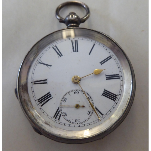 135 - Two silver cased pocket watches, both faced by Roman dials  mixed marks