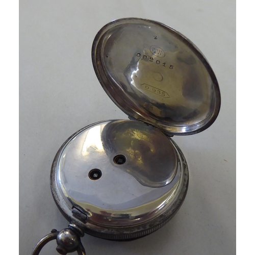 135 - Two silver cased pocket watches, both faced by Roman dials  mixed marks