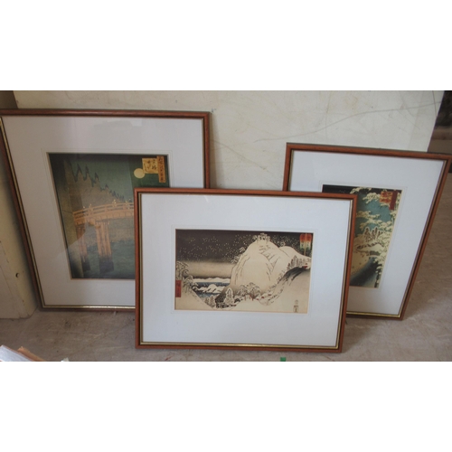 139 - Thirteen Japanese landscape themed prints  mixed sizes  framed