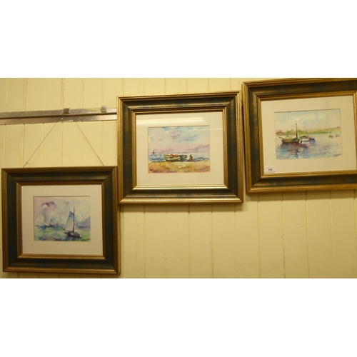 140 - Six works by M.Romero - mainly shoreline scenes  watercolours  bearing signatures  various sizes