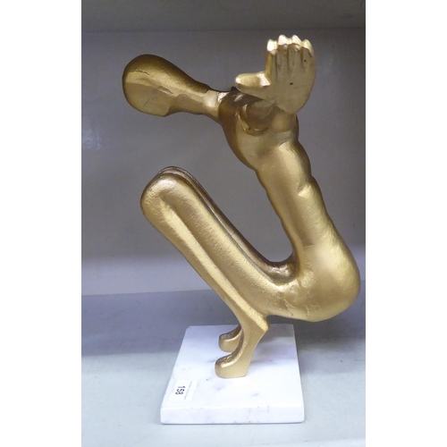 158 - A gilded metal sculpture, a man kneeling with outstretched arms  13