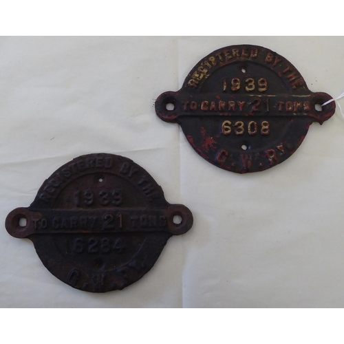 161 - A pair of oval cast iron 1939 GWR plaques  9