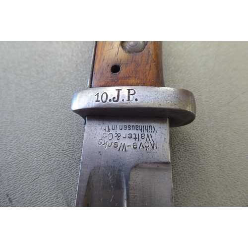 164 - A German Great War Walton & Co bayonet, stamped 10.J.P, the blade 10