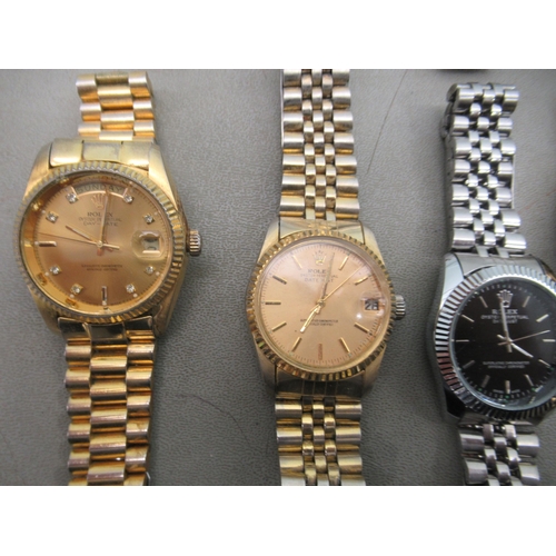 176 - Stainless steel and gold plated, cased and strapped wristwatches 