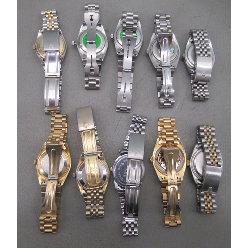 176 - Stainless steel and gold plated, cased and strapped wristwatches 