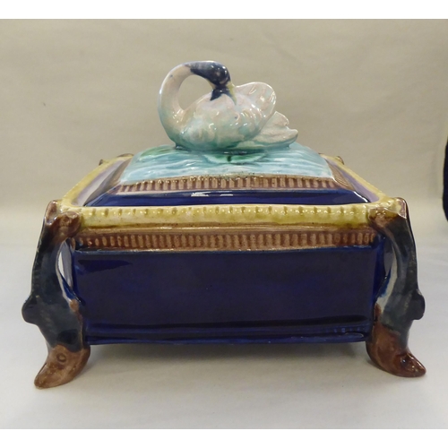 180 - In the manner of George Jones, a majolica lidded sardine box  6