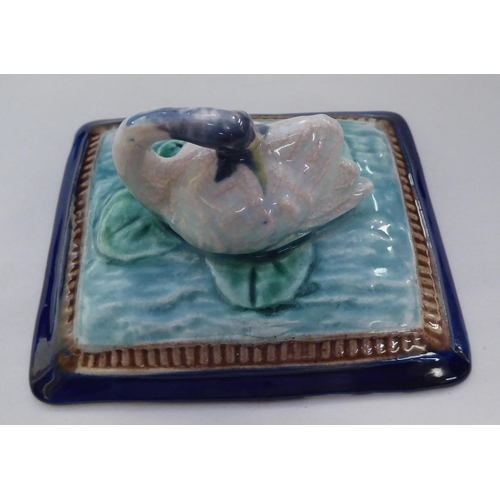 180 - In the manner of George Jones, a majolica lidded sardine box  6