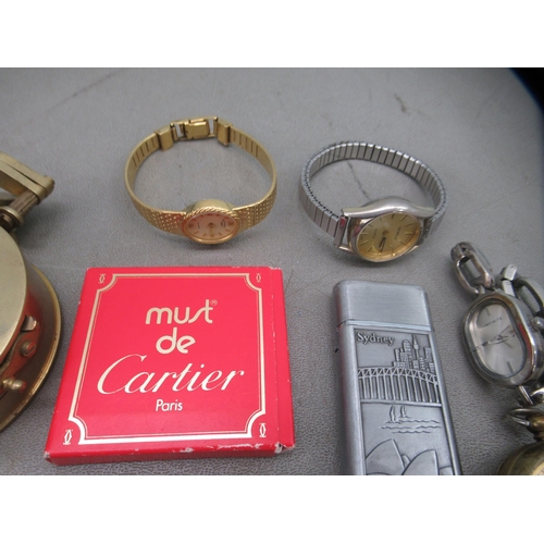 182 - Ladies watches; a vesta case; and collectables: to include a Cartier fountain pen