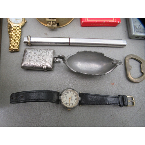 182 - Ladies watches; a vesta case; and collectables: to include a Cartier fountain pen