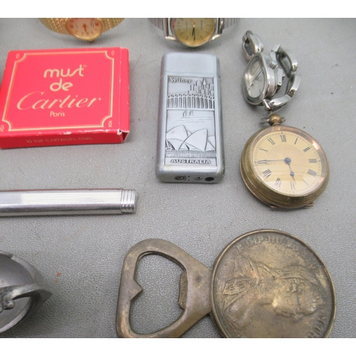 182 - Ladies watches; a vesta case; and collectables: to include a Cartier fountain pen