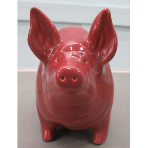 187 - A Wemyss ware red glazed china model pig  4