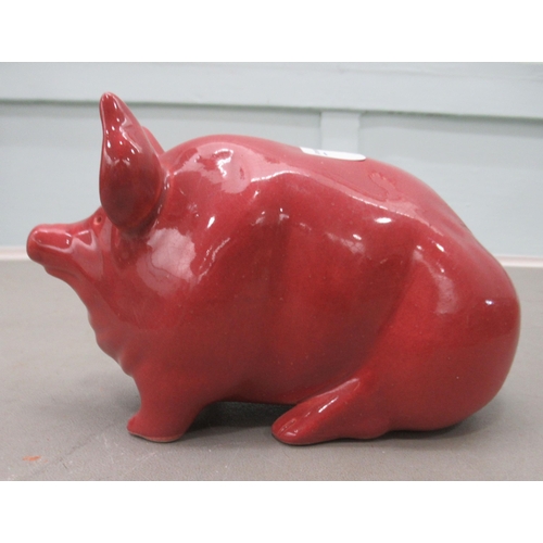 187 - A Wemyss ware red glazed china model pig  4