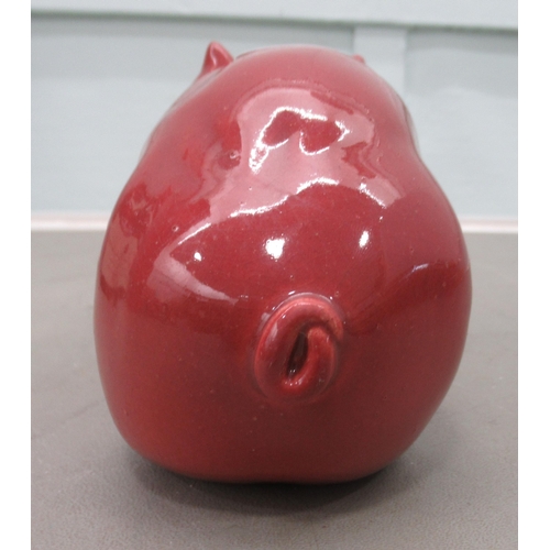 187 - A Wemyss ware red glazed china model pig  4