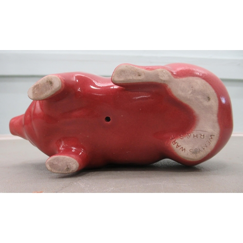 187 - A Wemyss ware red glazed china model pig  4