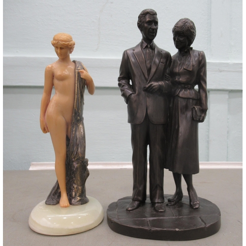 196 - 20thC reproductions of iconic period metalware figures: to include an Art Deco inspired dancer ... 