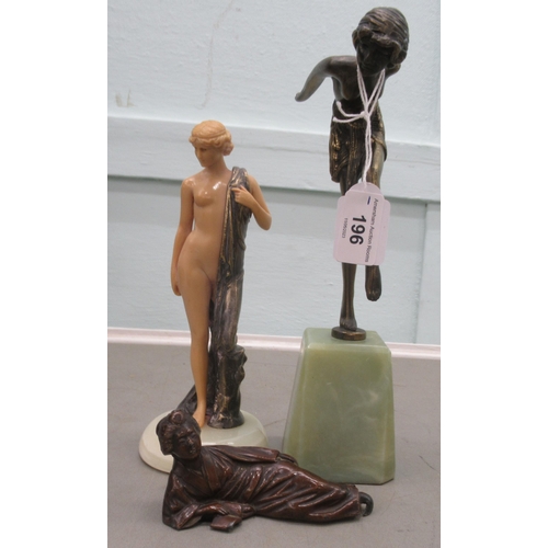 196 - 20thC reproductions of iconic period metalware figures: to include an Art Deco inspired dancer ... 