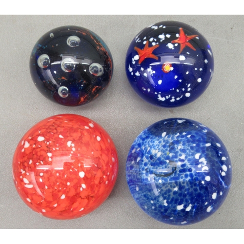 208 - Glass paperweights: to include millefiori designs  mixed sizes