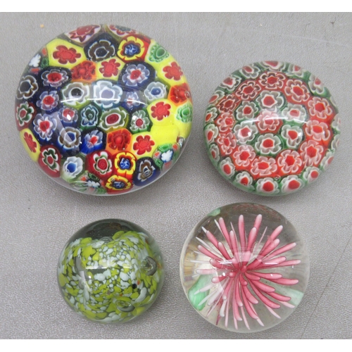 208 - Glass paperweights: to include millefiori designs  mixed sizes