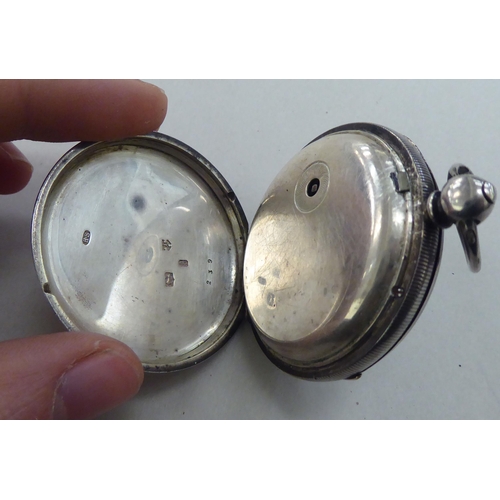 212 - Two silver pocket watches, viz. a non-precious metal example; and a Precista stop watch  mixed ... 