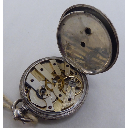 220 - A silver cased pocket watch, faced with a Roman dial