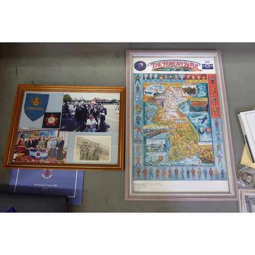 230 - Korean War related memorabilia: to include period photographs; and a Peace medal awarded to one Alan... 