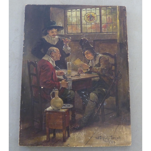 233 - A reproduction of an 18thC European School - a tavern scene  oil on panel  10