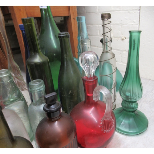 240 - Glassware: to include a clear and cranberry coloured decanter and stopper