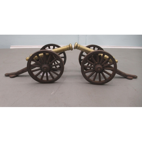 243 - A pair of modern miniature model, cast iron and bronze cannons  4