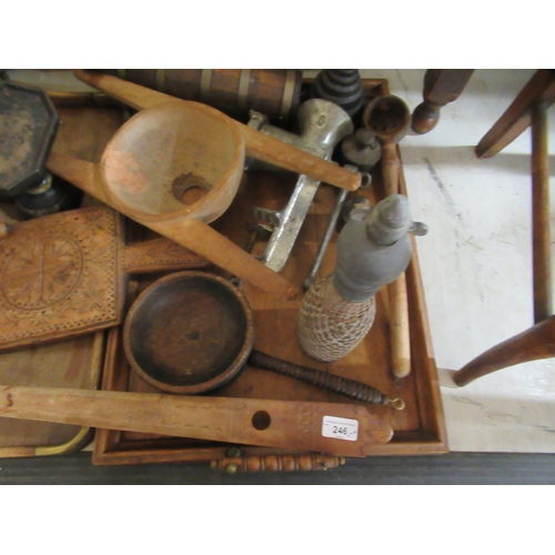 246 - Wooden implements and vintage kitchen bygones