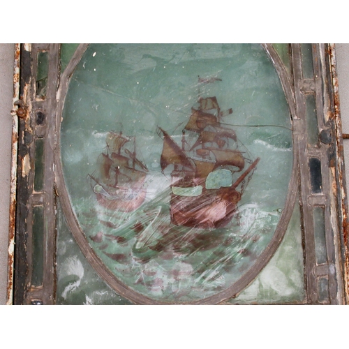 248 - Two early 20thC lead glazed, nautically themed window panels  10