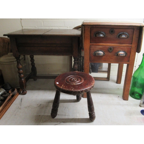 267 - Furniture: to include a mid 19thC walnut two drawer bedside chest, raised on square legs  27