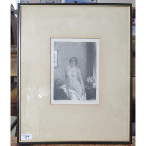 307 - After Stanley Cursiter - a nude  monochrome print  bears a signature  6