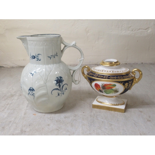 40 - Five items of Worcester and similar china: to include a twin handled, urn design vase with a handpai... 