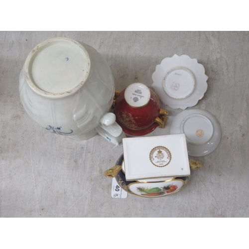 40 - Five items of Worcester and similar china: to include a twin handled, urn design vase with a handpai... 