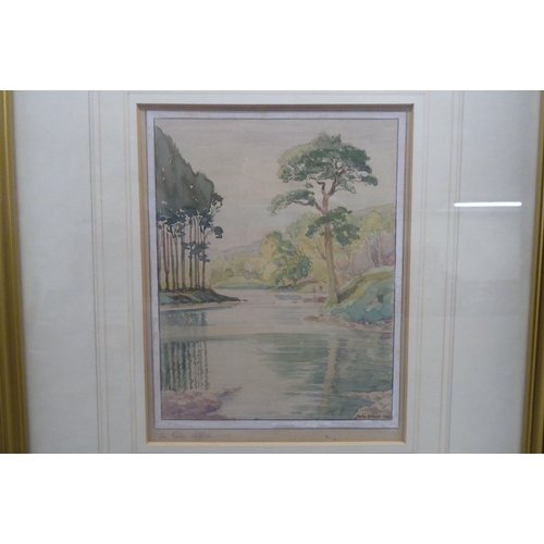 42 - Four pictures: to include John Spence - a riverscape  watercolour  bears a signature &... 